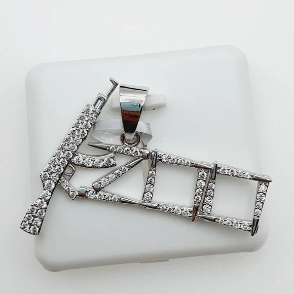 "925 Sterling Silver Plated CZ Pendant, INUS1BR005 - Picture 8 of 10